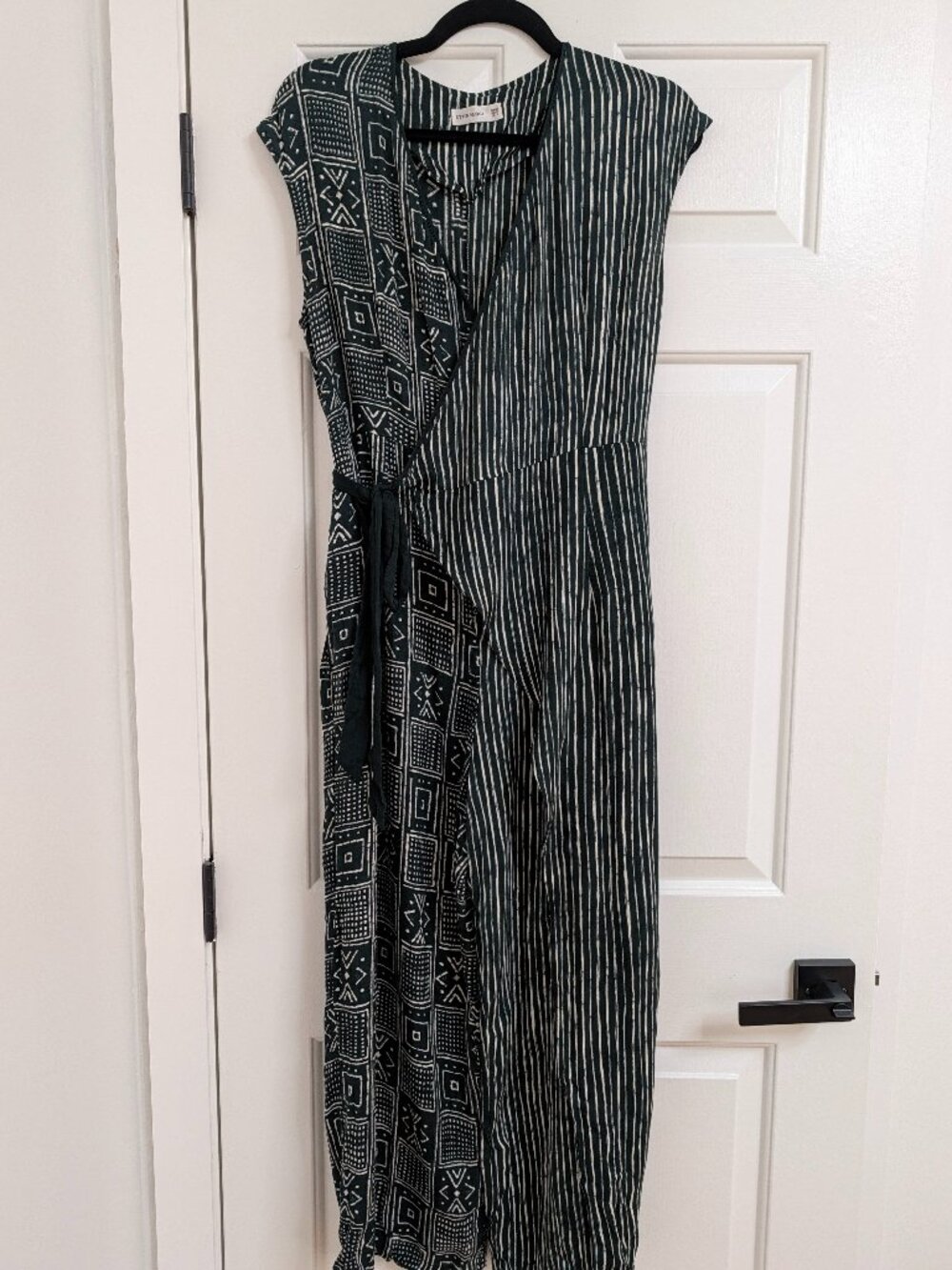 Ethnologi Bali Wrap Jumpsuit — Mudcloth & Stripe Print